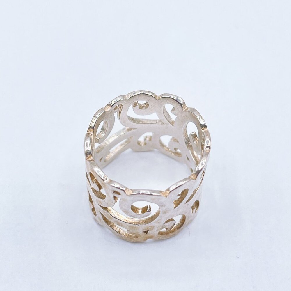 Sterling Silver Openwork Scroll Design Eden Band … - image 3